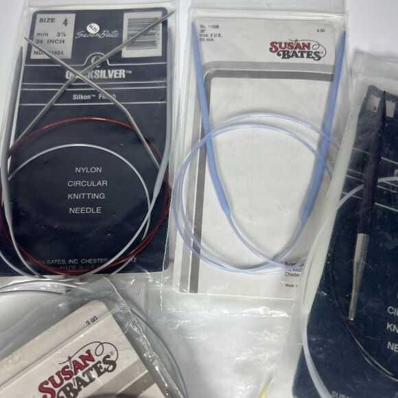 Lot of 21 Vintage Circular Knitting Needles Various Sizes Susan Bates And Others - Picture 3 of 8